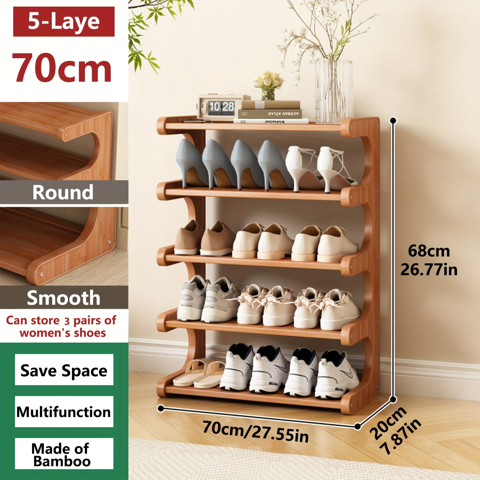 Practical Shelving Unit, Shoe Rack, Space-saving Design, Multi-layer Independent Storage Rack, Wood Grain Finish, Easy To Assemble, Self-supporting Cubic Shoe Storage Rack, Shelf, Suitable For Dormitories And Entrances, Easy