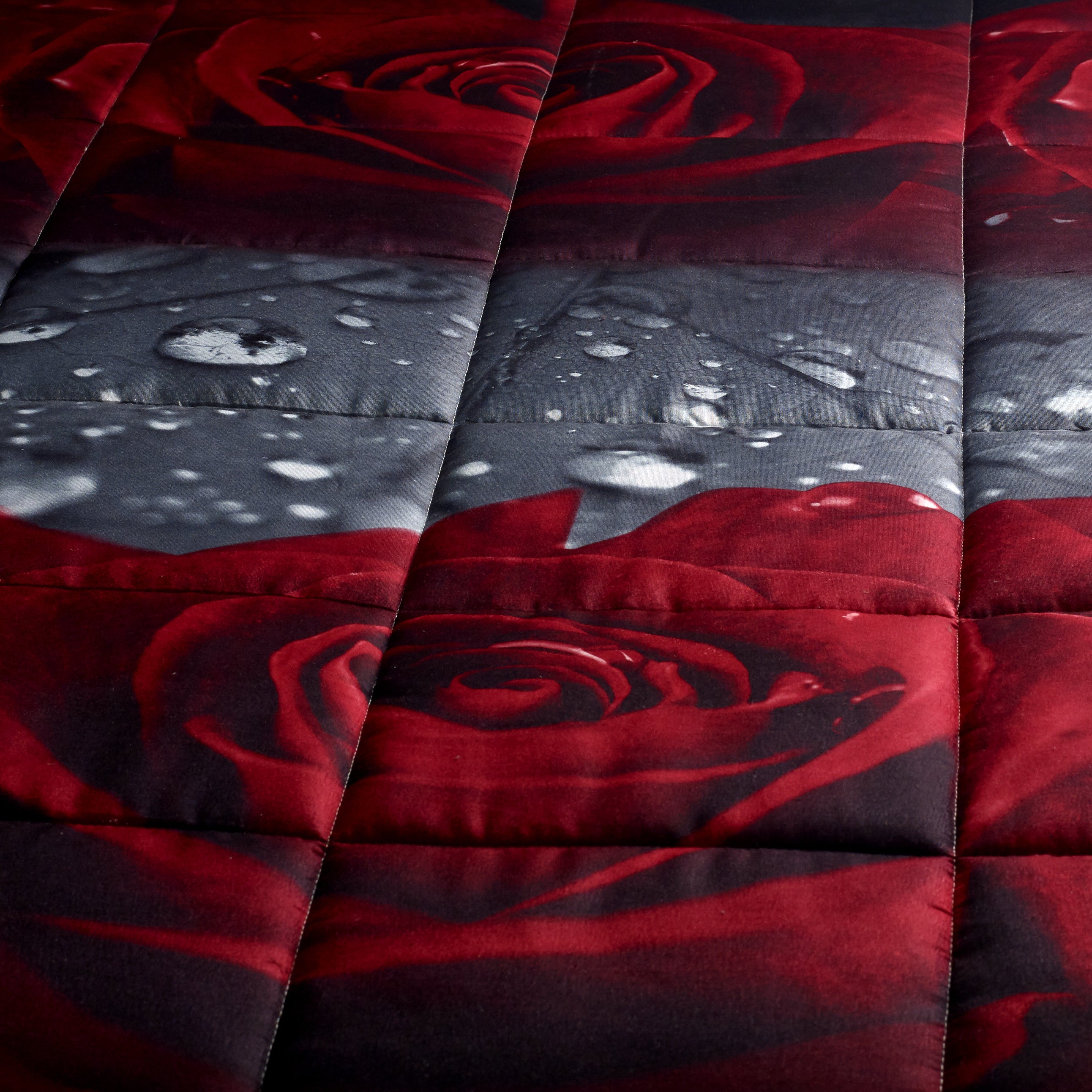 3-Piece 3D Rose Love Comforter Set – Romantic Floral Printed Bedding, Soft & Breathable, Fade-Resistant, Includes 1 Comforter & 2 Pillow Shams