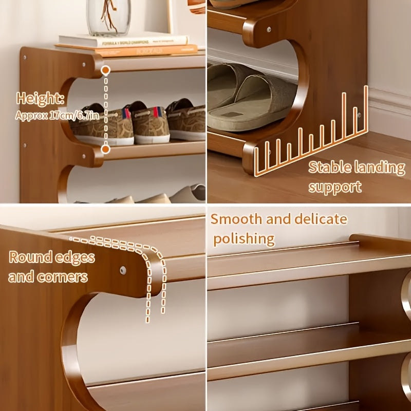 Practical Shelving Unit, Shoe Rack, Space-saving Design, Multi-layer Independent Storage Rack, Wood Grain Finish, Easy To Assemble, Self-supporting Cubic Shoe Storage Rack, Shelf, Suitable For Dormitories And Entrances, Easy