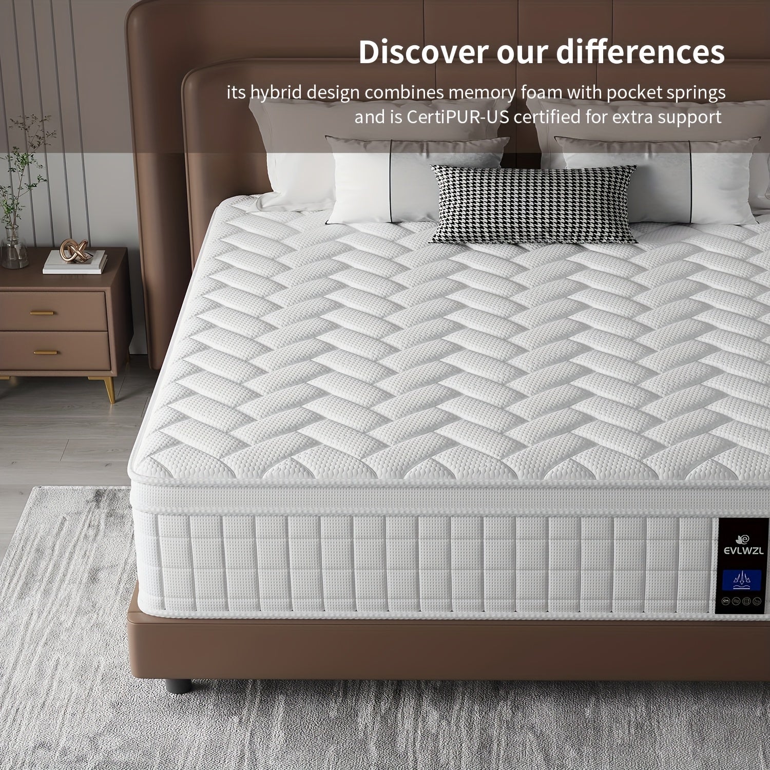 Queen Size Hybrid Mattress – 10/12 Inch Gel Memory Foam & Pocket Spring Mattress with Euro Top,