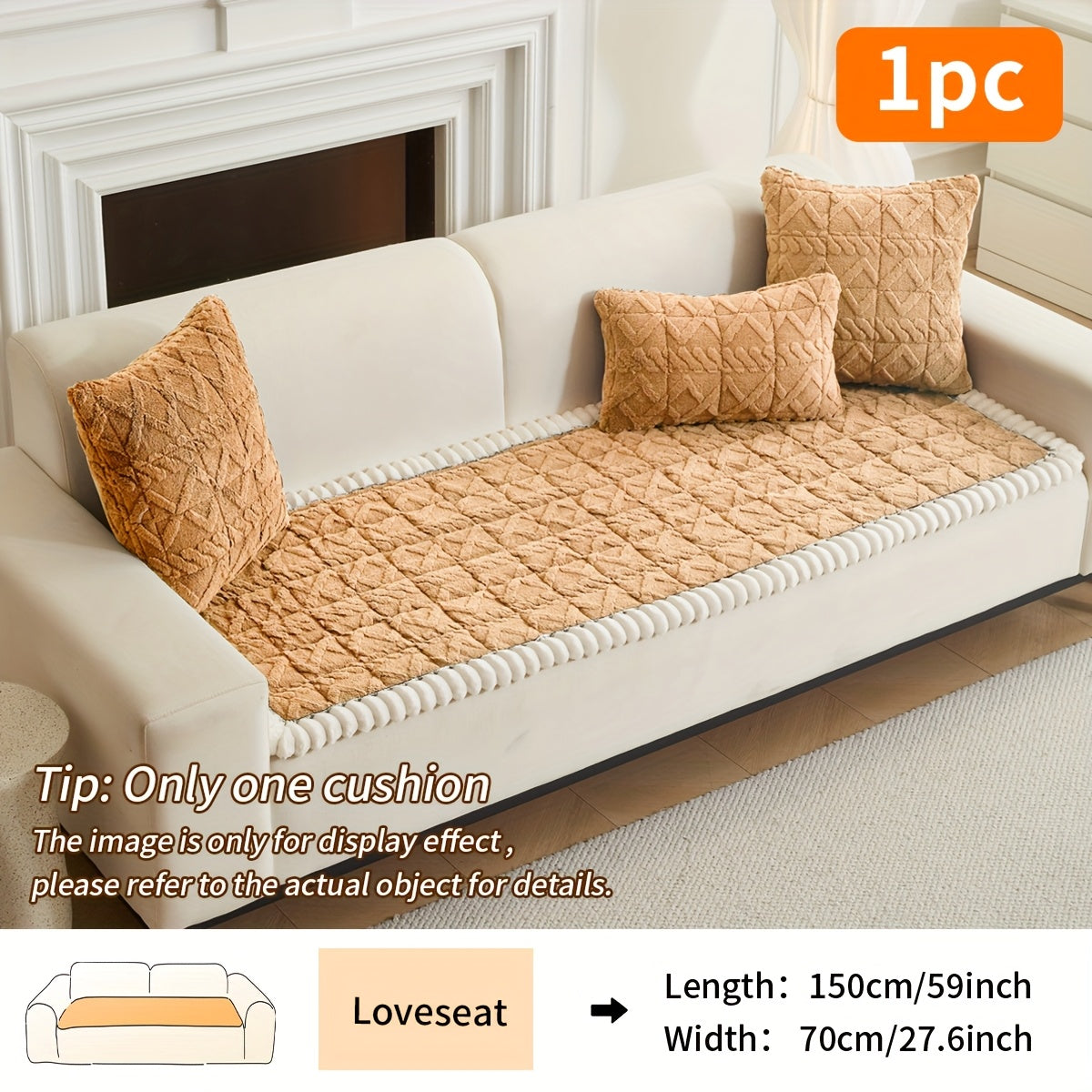 Soft Quilted Sofa Cushion – Thickened Polyester Sofa Cover for Autumn & Winter Warmth, Home Decorative Protector for 2/3/4-Seater Sofas