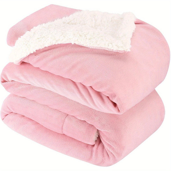 Thick Reversible Sherpa Blanket, Warm Soft Fleece Blanket for Bed, Winter Fuzzy Throw Blanket