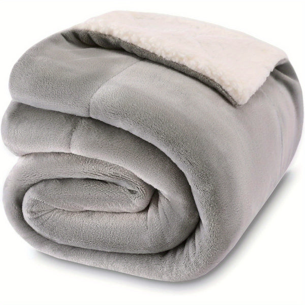 Thick Reversible Sherpa Blanket, Warm Soft Fleece Blanket for Bed, Winter Fuzzy Throw Blanket