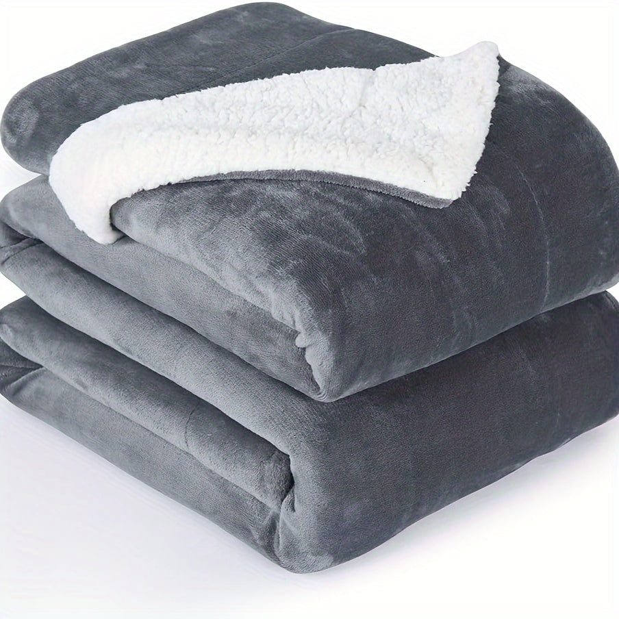 Thick Reversible Sherpa Blanket, Warm Soft Fleece Blanket for Bed, Winter Fuzzy Throw Blanket