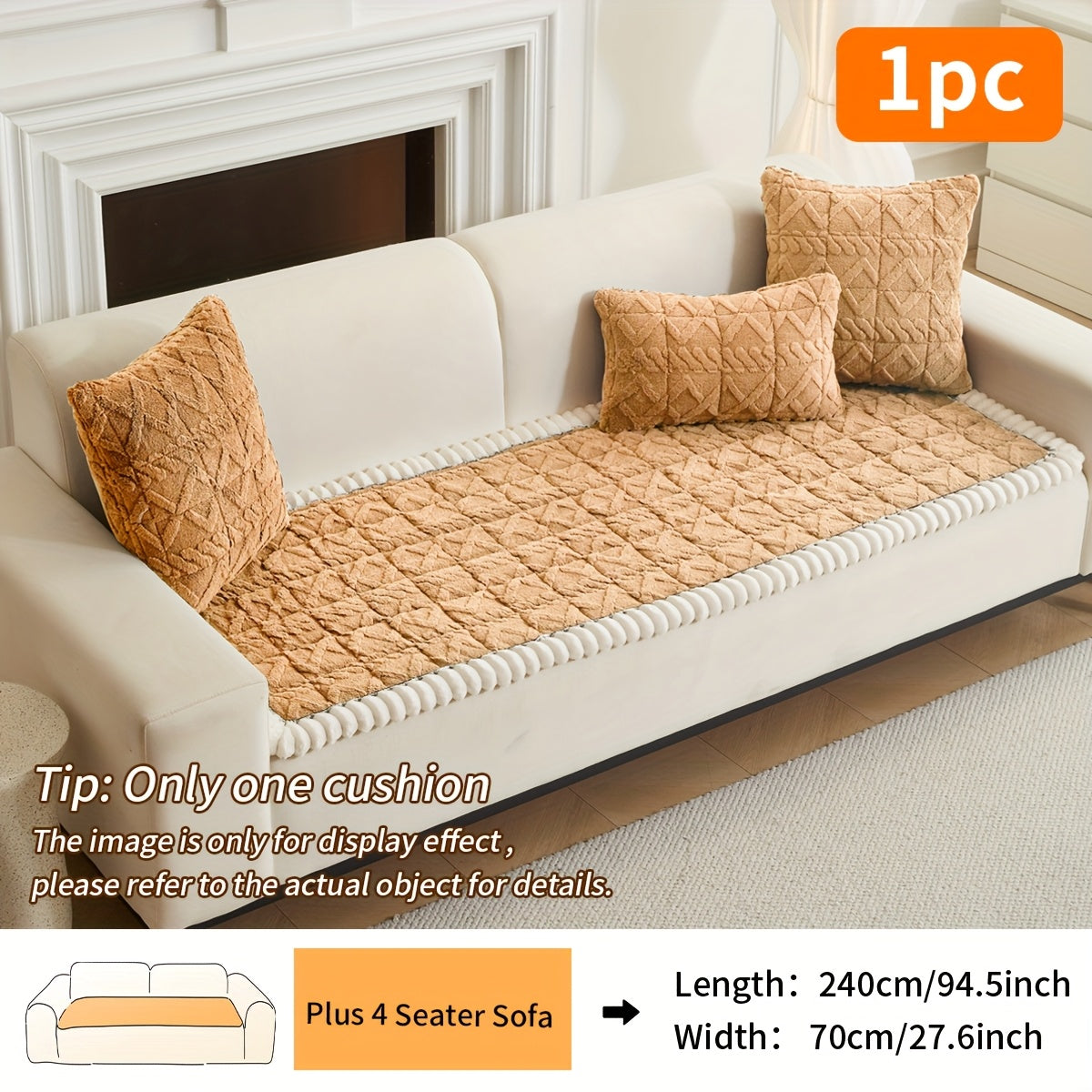 Soft Quilted Sofa Cushion – Thickened Polyester Sofa Cover for Autumn & Winter Warmth, Home Decorative Protector for 2/3/4-Seater Sofas