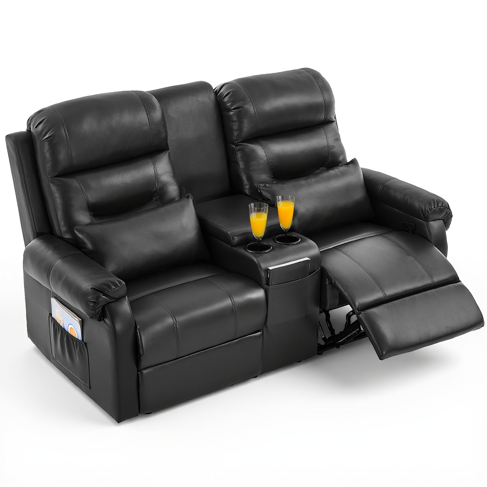 Manual RV Loveseat Recliner With Console/Cup Holders/Pockets - Reclining Sofa For Living Room And Home Theater Seating