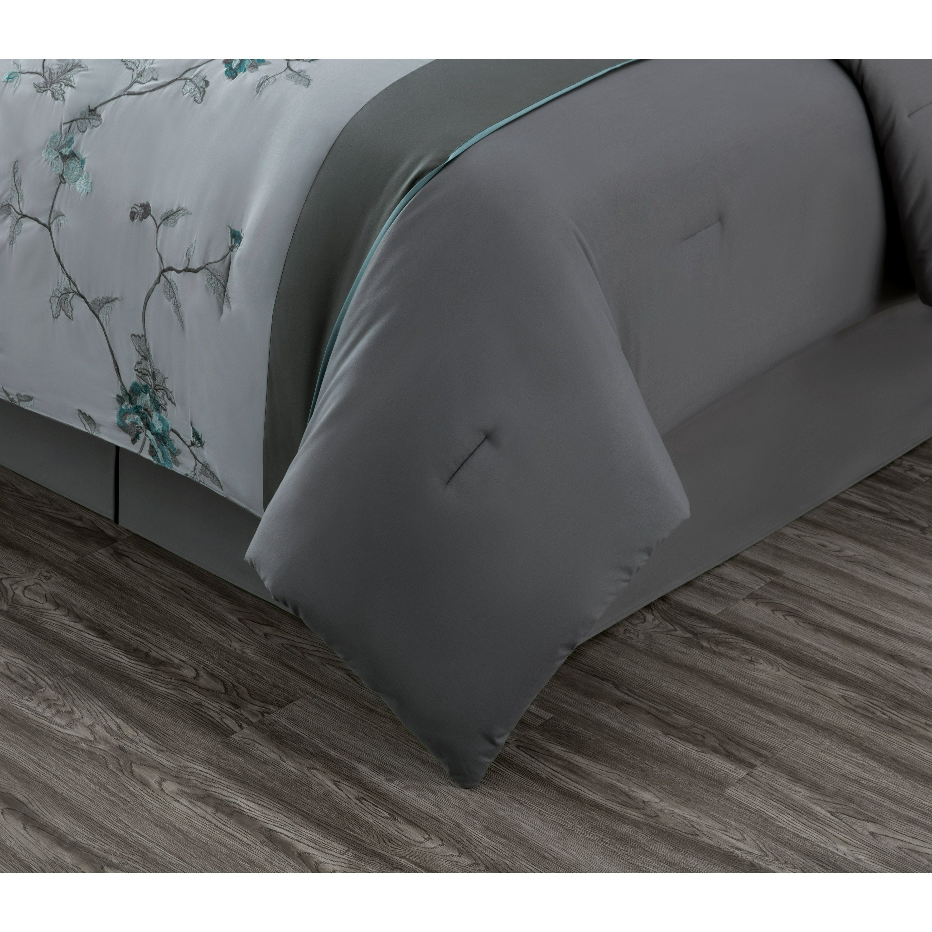 Vienna 7-Piece Embroidered Floral Comforter Set, California King/King/Queen/Full Sizes