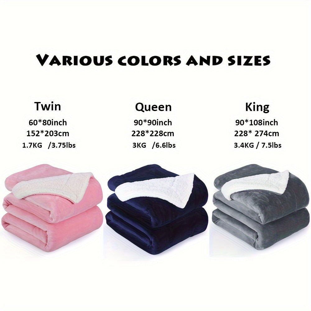 Thick Reversible Sherpa Blanket, Warm Soft Fleece Blanket for Bed, Winter Fuzzy Throw Blanket