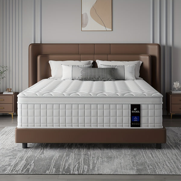 Queen Size Hybrid Mattress – 10/12 Inch Gel Memory Foam & Pocket Spring Mattress with Euro Top,
