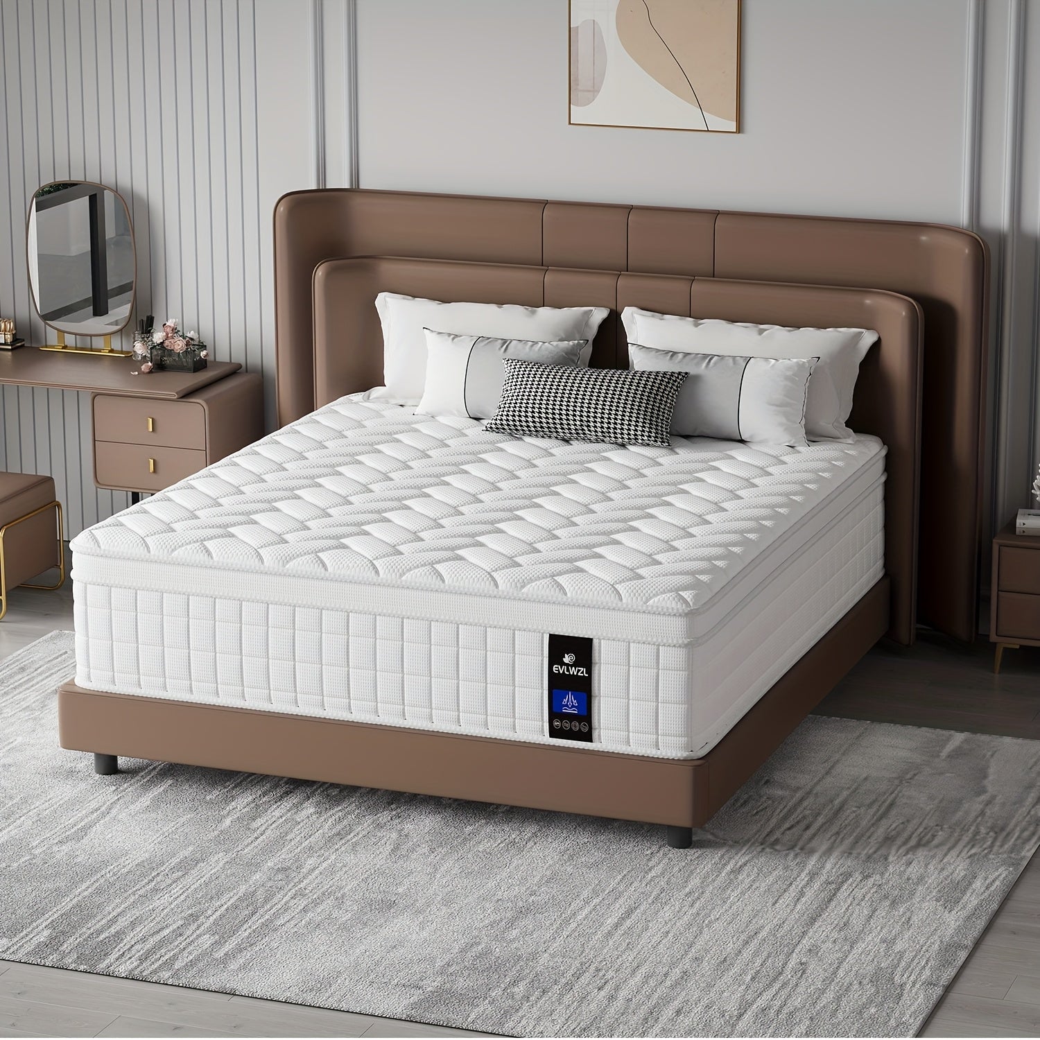 Queen Size Hybrid Mattress – 10/12 Inch Gel Memory Foam & Pocket Spring Mattress with Euro Top,