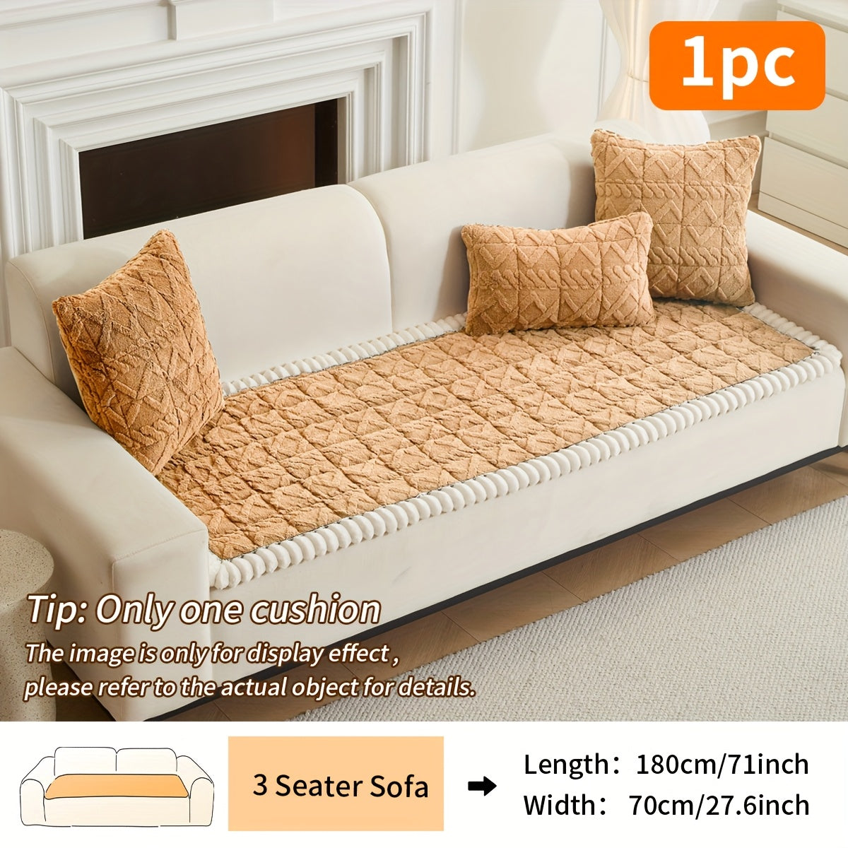 Soft Quilted Sofa Cushion – Thickened Polyester Sofa Cover for Autumn & Winter Warmth, Home Decorative Protector for 2/3/4-Seater Sofas