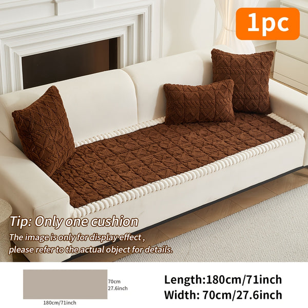 Soft Quilted Sofa Cushion – Thickened Polyester Sofa Cover for Autumn & Winter Warmth, Home Decorative Protector for 2/3/4-Seater Sofas