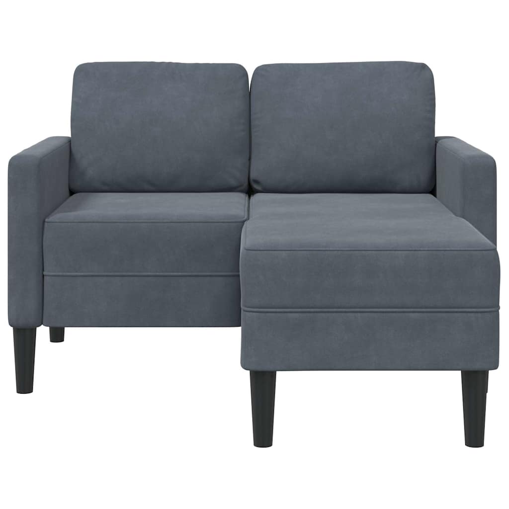 2-seater sofa with chaise longue, L-shape, 125 cm, velvet