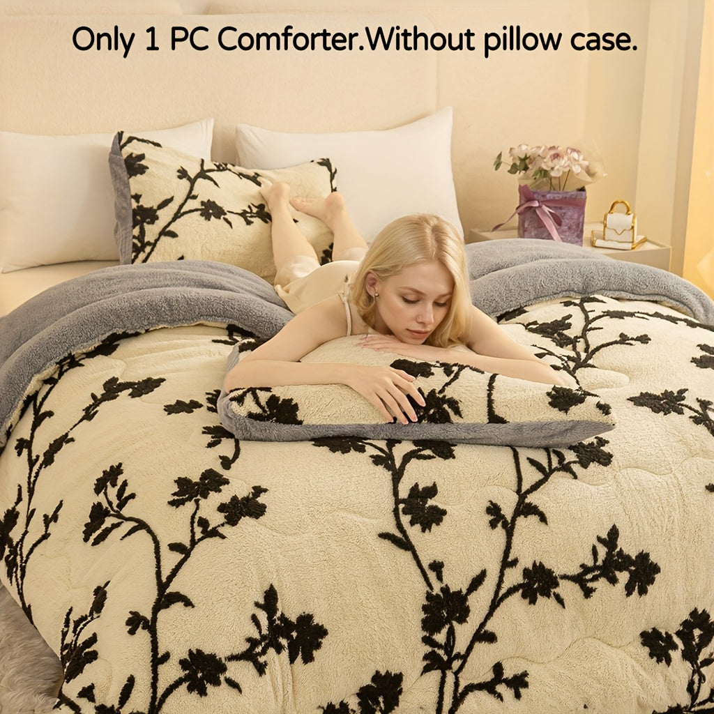 winter milk velvet comforter, thick warm blanket, anti-static bedding, heavyweight comforter, cozy soft blanket, cold weather bedding, plush winter blanket, twin full queen king cal king sizes, luxury warm comforter, soft velvet bedspread