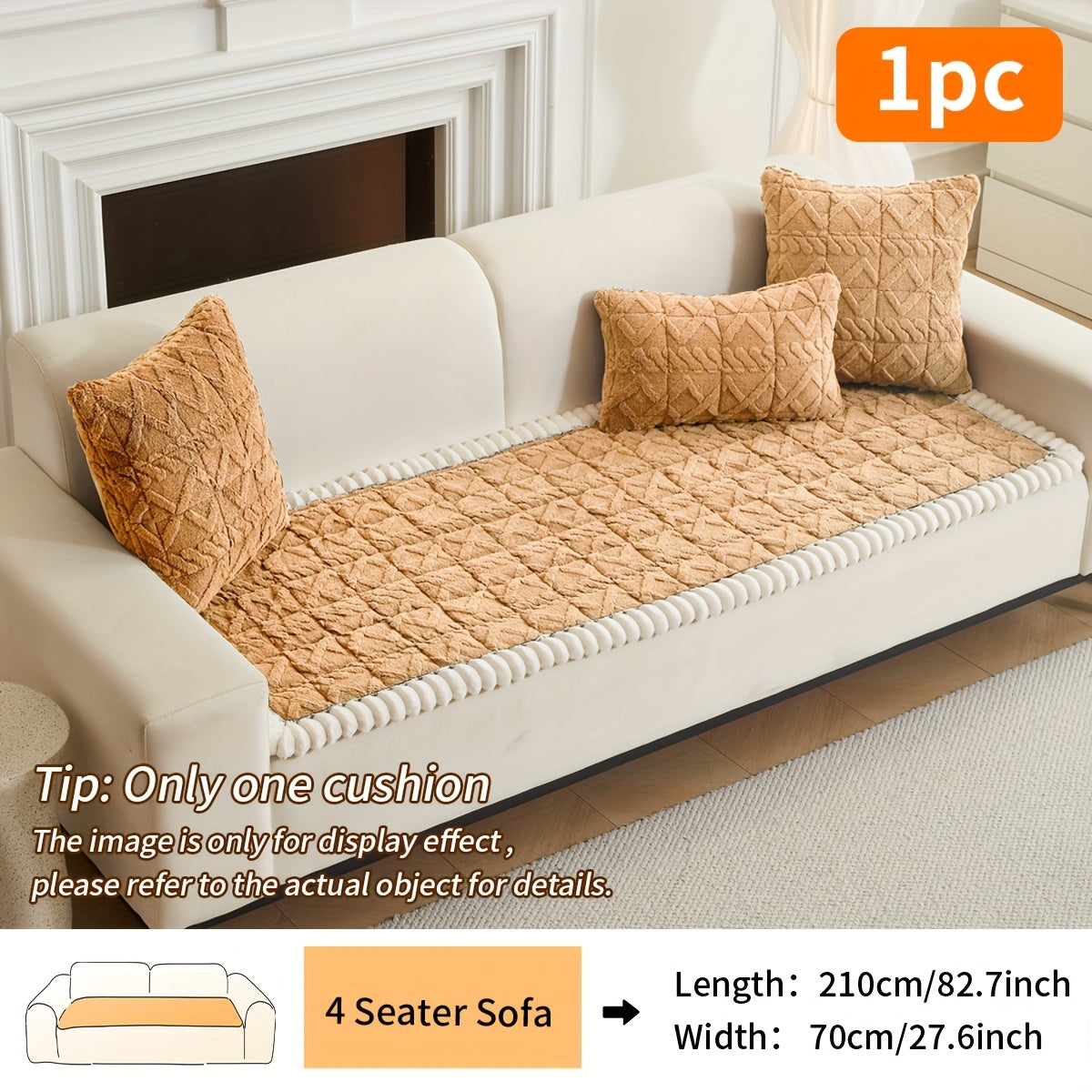 Soft Quilted Sofa Cushion – Thickened Polyester Sofa Cover for Autumn & Winter Warmth, Home Decorative Protector for 2/3/4-Seater Sofas