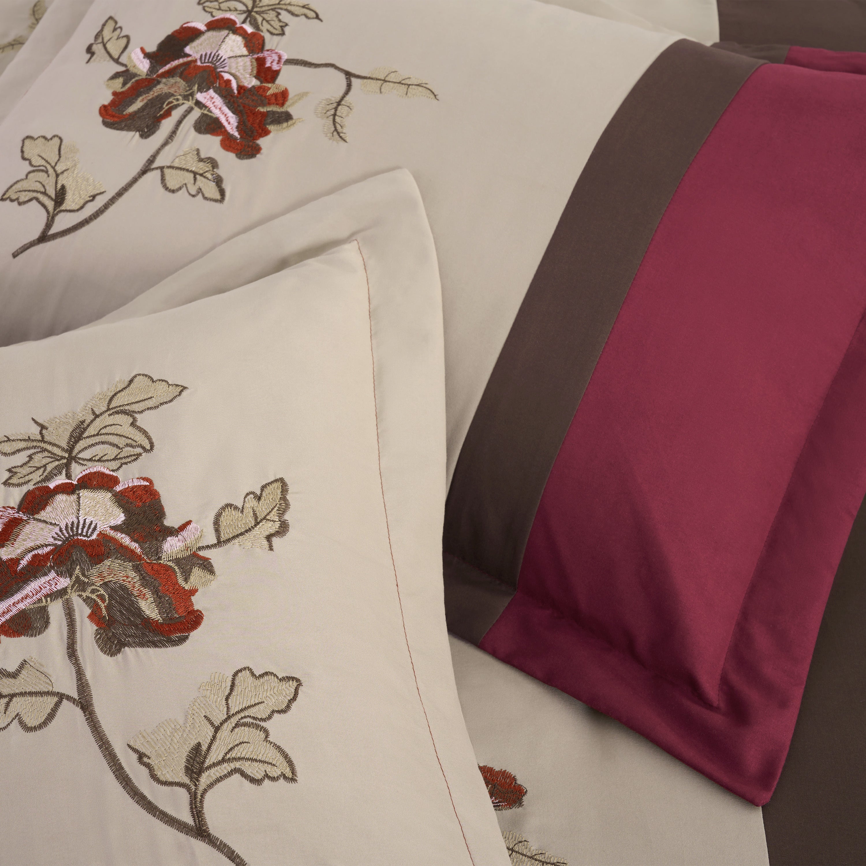 Vienna 7-Piece Embroidered Floral Comforter Set, California King/King/Queen/Full Sizes