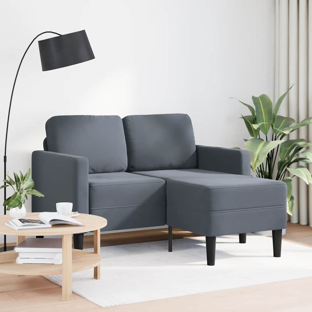 2-seater sofa with chaise longue, L-shape, 125 cm, velvet