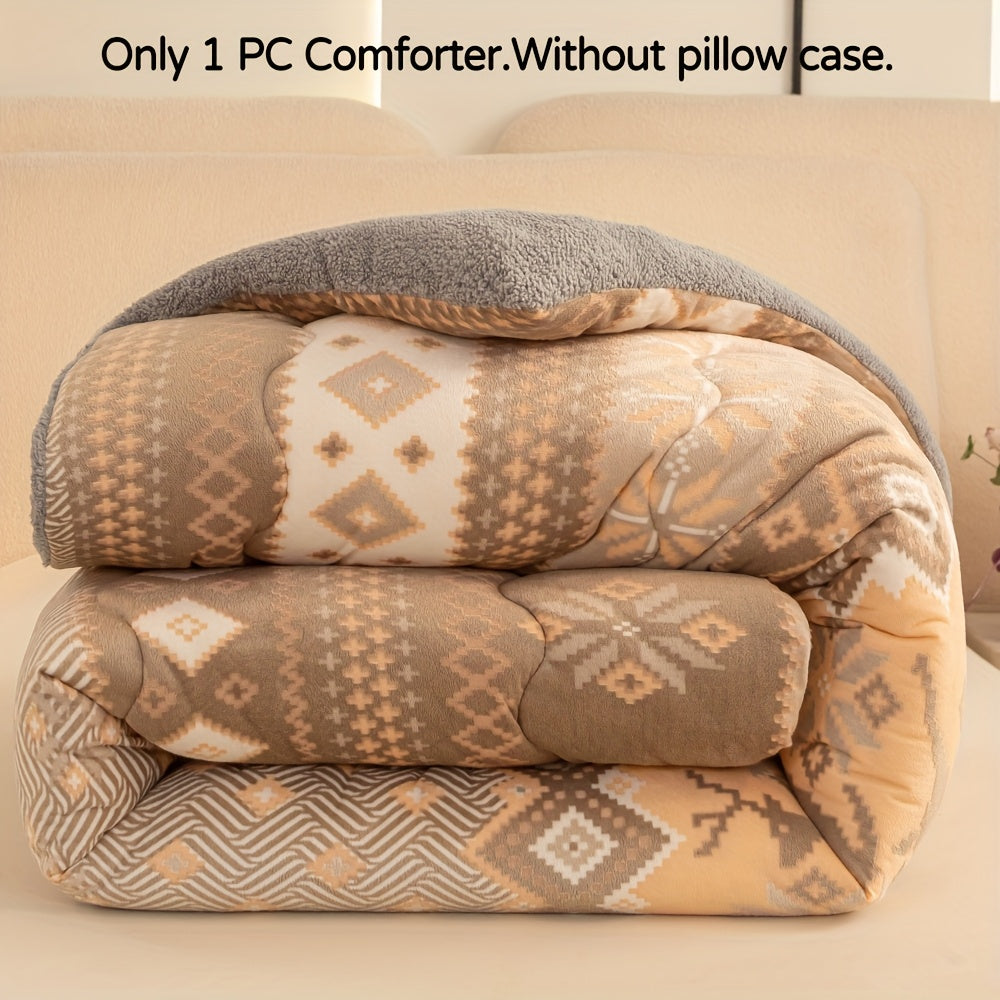 Milk Polar Fleece Comforter King Size, Ultra Warm Winter Heavy Thick Blanket for Home & Dorm, Anti-Static Queen Full California King Twin Bedding, Dorm Essentials, Winter Bedding, Cozy Blanket, Geometric Pattern, Plush Textur