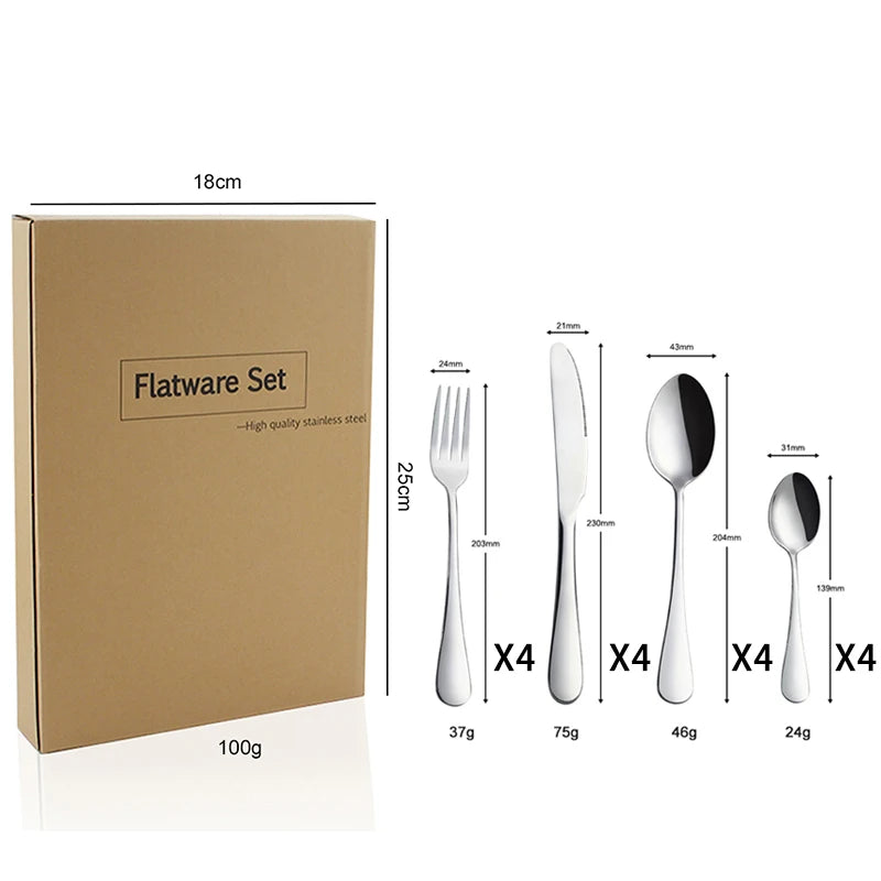 Custom Logo Gold Spoon and Fork Flatware Set Stainless Steel Cutlery Set With Box 24pcs Luxury Gift Gold Cutlery Set for Wedding