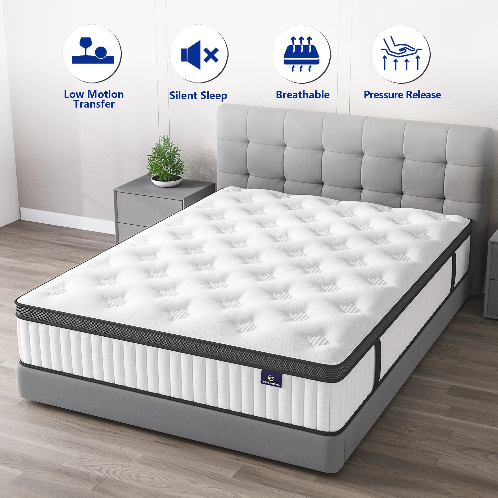 Queen Mattress 12in Hybrid Mattress, Medium Firm and Individually Pocket Springs Pressure Relief Mattress in Box