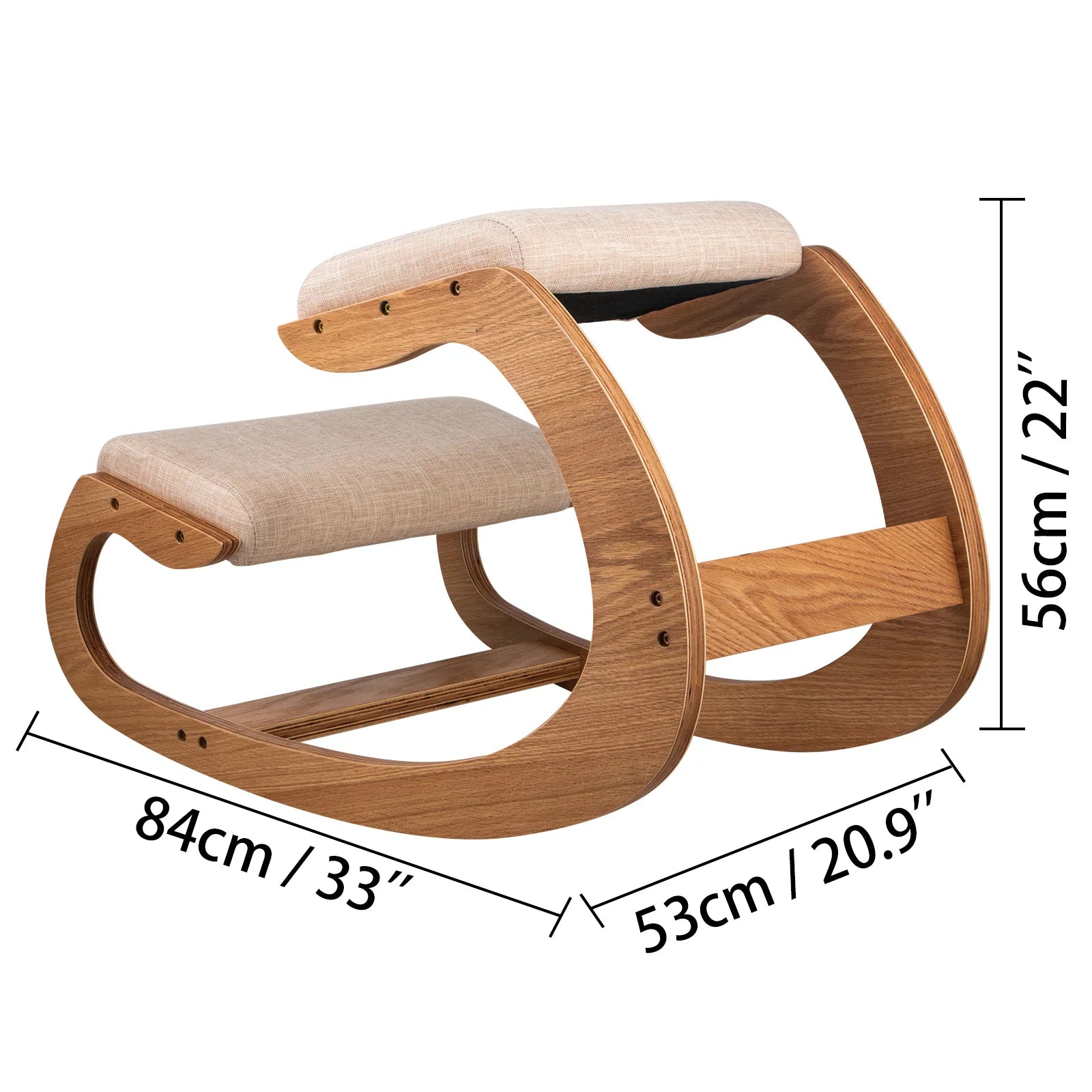 VEVOR Ergonomic Rocking Wooden Kneeling Chair Stool