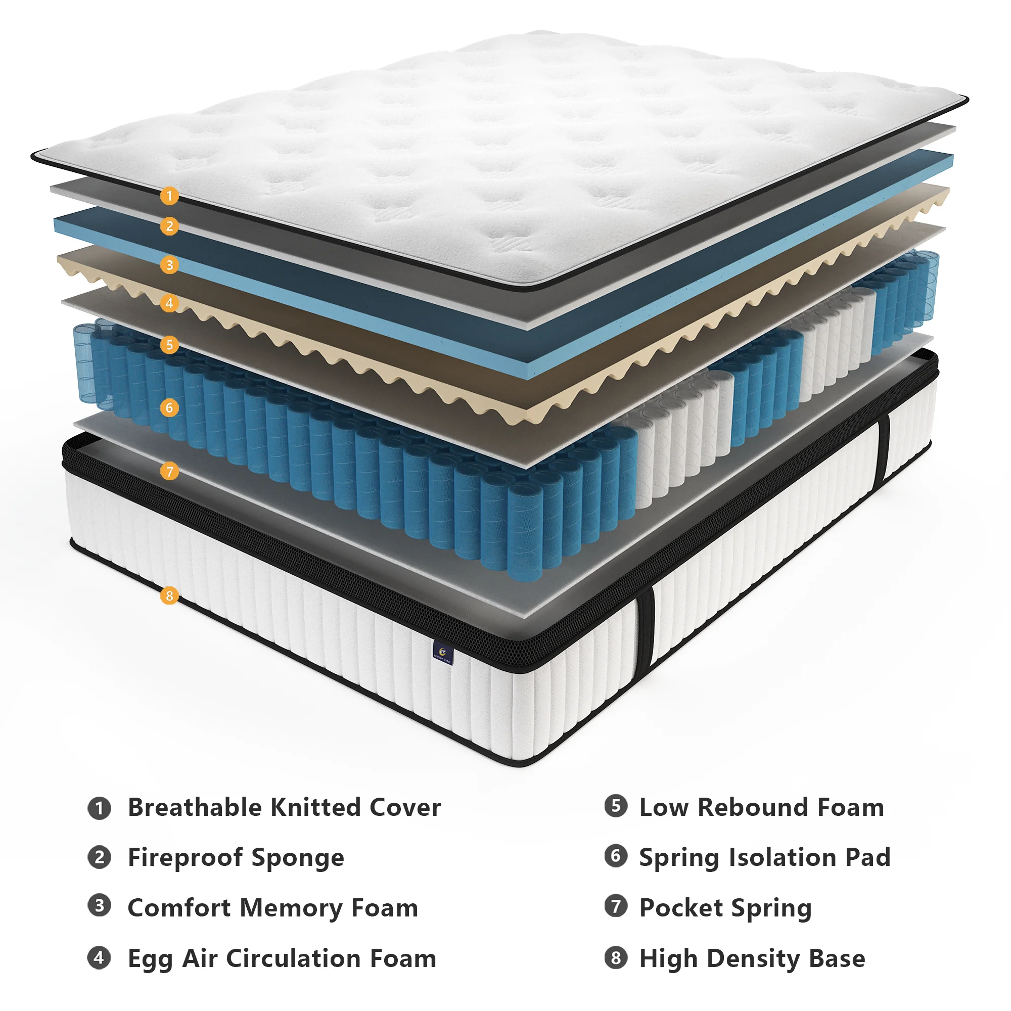 King Mattress 12in Hybrid Mattress, Individually Pocket Springs Pressure Relief Medium Firm Mattress in Box