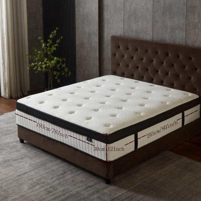King Mattress 12in Hybrid Mattress, Individually Pocket Springs Pressure Relief Medium Firm Mattress in Box