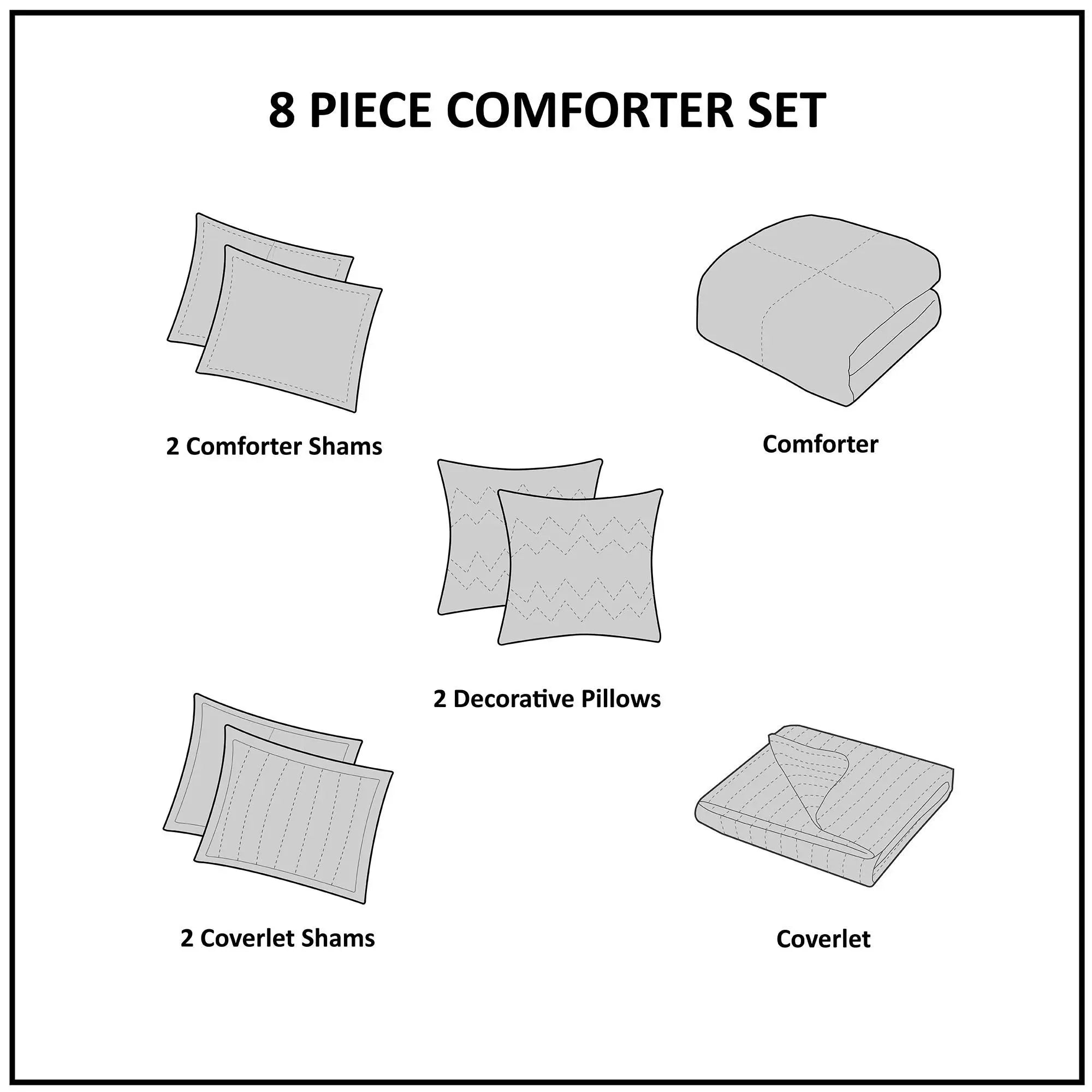 DB Super King Size 8-Piece Comforter Quilt Set Collection Printed Pattern Organic Polyester Microfiber Filling for Bedroom Hotel