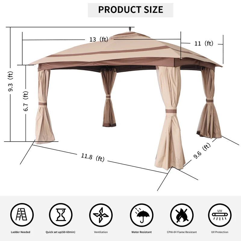 Waterproof & Sun-Resistant Dome Top Gazebo with Side Walls, 1-Piece MOQ