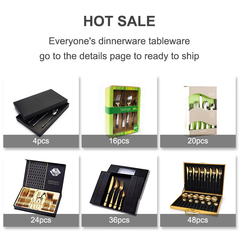 Custom Logo Gold Spoon and Fork Flatware Set Stainless Steel Cutlery Set With Box 24pcs Luxury Gift Gold Cutlery Set for Wedding