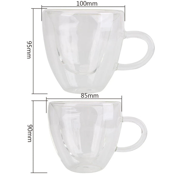 Heart-Shaped Double Glass Mug Set