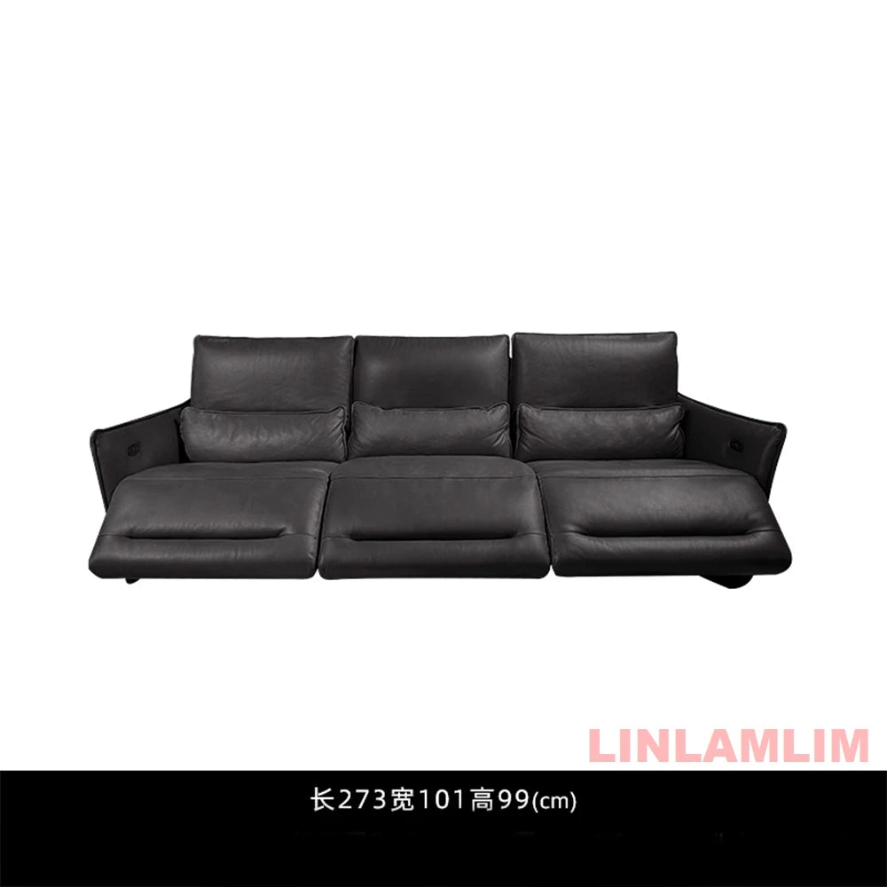 Luxury Dual Motor Genuine Leather Electric Recliner Sofa – 3-Seater Power Reclining Couch with Adjustable Backrest & Footrest for Living Room