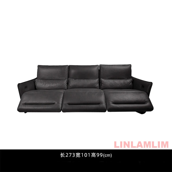 Luxury Dual Motor Genuine Leather Electric Recliner Sofa – 3-Seater Power Reclining Couch with Adjustable Backrest & Footrest for Living Room