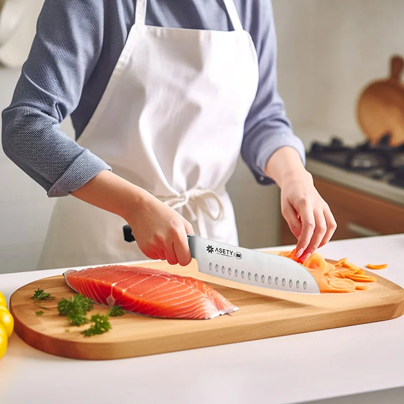 15 PCS Kitchen Knife Set With Built-in Knife Sharpener Block, Professional Stainless Steel Knife Set With Built