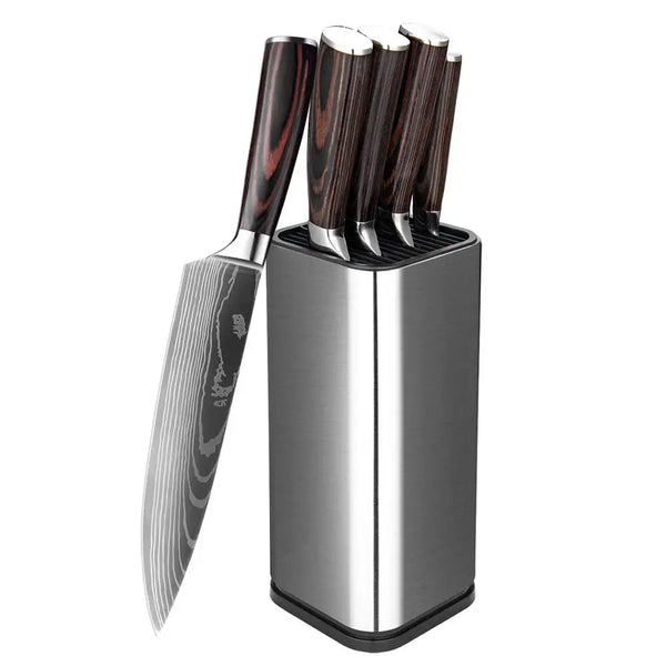 Kitchen Knife 6PCS Set Stainless Steel,Includes Chef's Knife, Bread, Boning Knife,Fruit Knife, with Stainless Steel Knife Holder