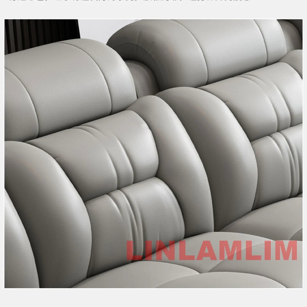 Modern Genuine Leather Sectional Sofa with Chaise Lounge, Cup Holders and Storage, L-Shaped Reclining Couch for Living Room