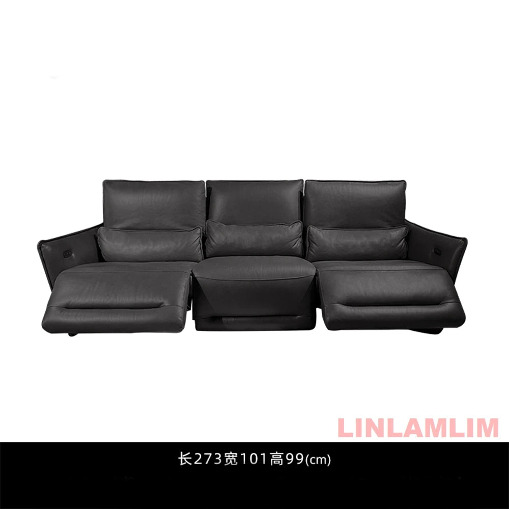 Luxury Dual Motor Genuine Leather Electric Recliner Sofa – 3-Seater Power Reclining Couch with Adjustable Backrest & Footrest for Living Room