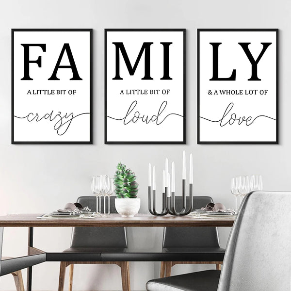 Frameless Simple Black White FAMILY Poster