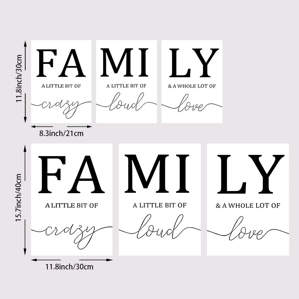Frameless Simple Black White FAMILY Poster