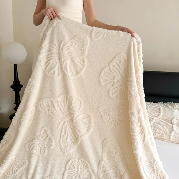 Luxurious Chiffon Butterfly Jacquard Throw Blanket