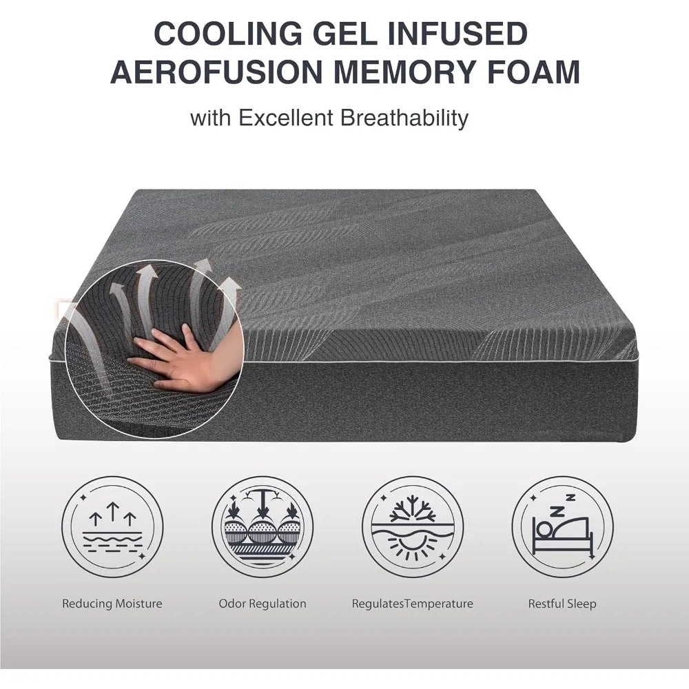 Queen Mattress 12 Inch Charcoal Memory Foam Mattress in a Box