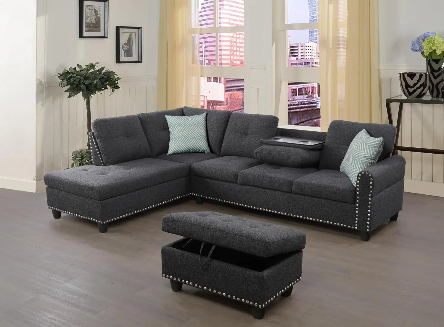 Sectional Sofa Couches for Living Room, 98" L Shaped Couch | Modern 4-Seaters Living Room Furniture Sets with, Customized