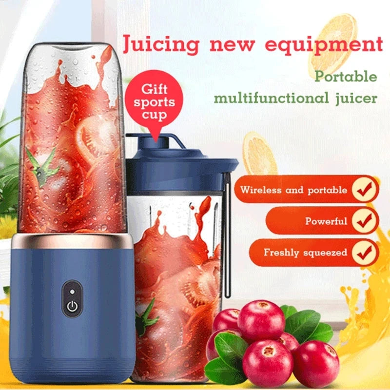 Portable USB Rechargeable 6-Blade Mini Juicer Cup -