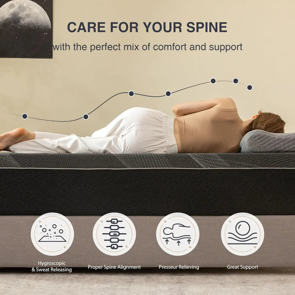 Queen Mattress 12 Inch Charcoal Memory Foam Mattress in a Box