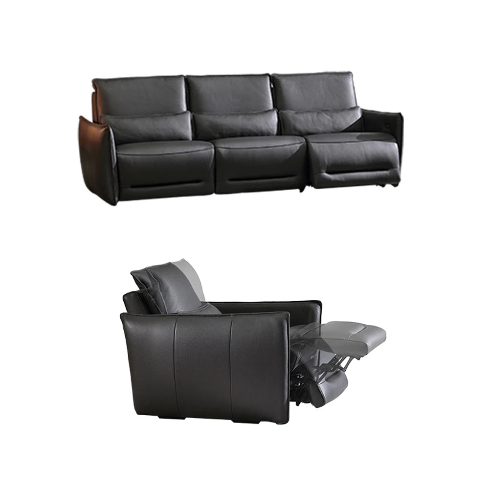 Luxury Dual Motor Genuine Leather Electric Recliner Sofa – 3-Seater Power Reclining Couch with Adjustable Backrest & Footrest for Living Room