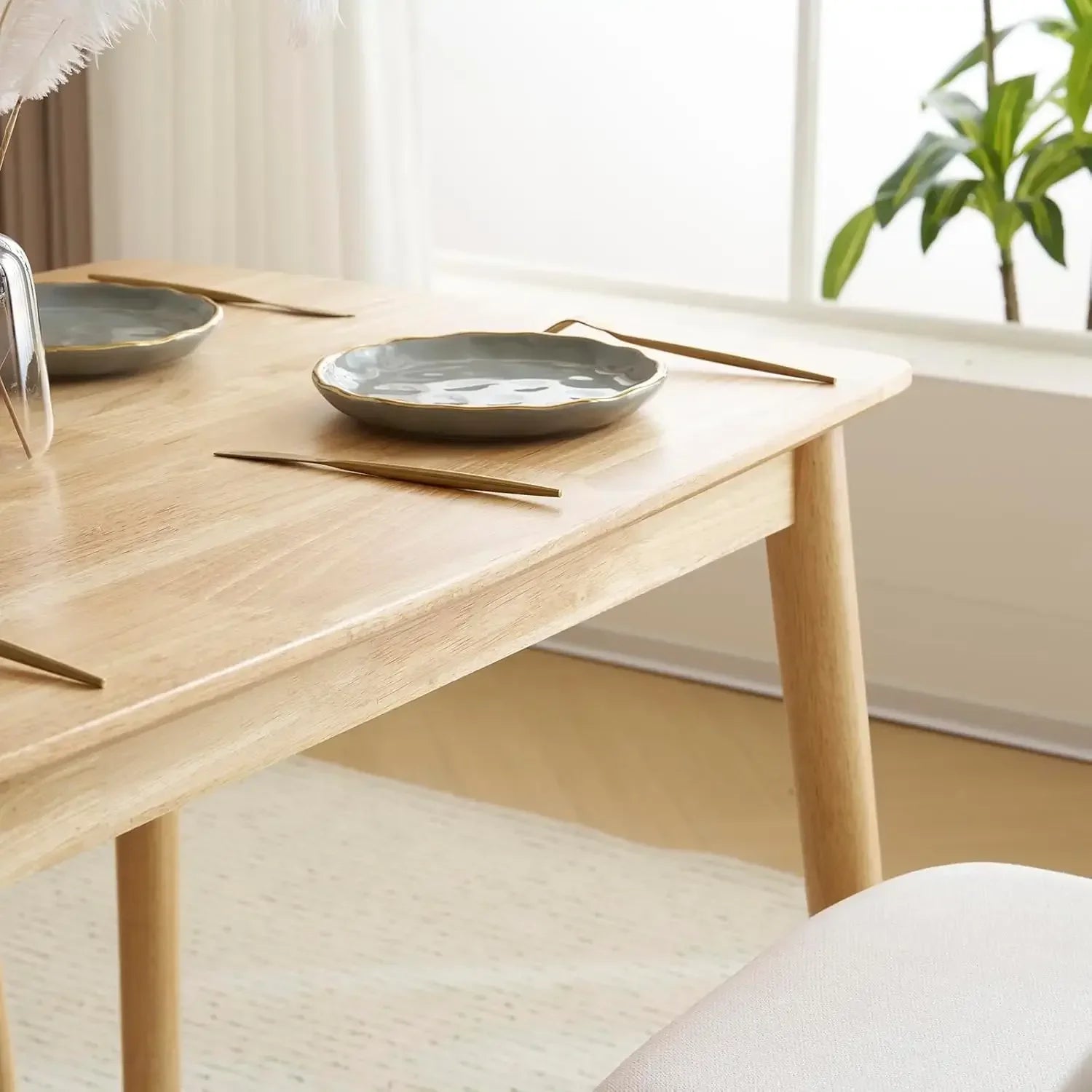 Modern 5-Piece Wood Dining Table Set for 4 – Compact Mid-Century Modern Dining Room Table & Chair Set for Kitchen, Dining Room, or Small Apartment