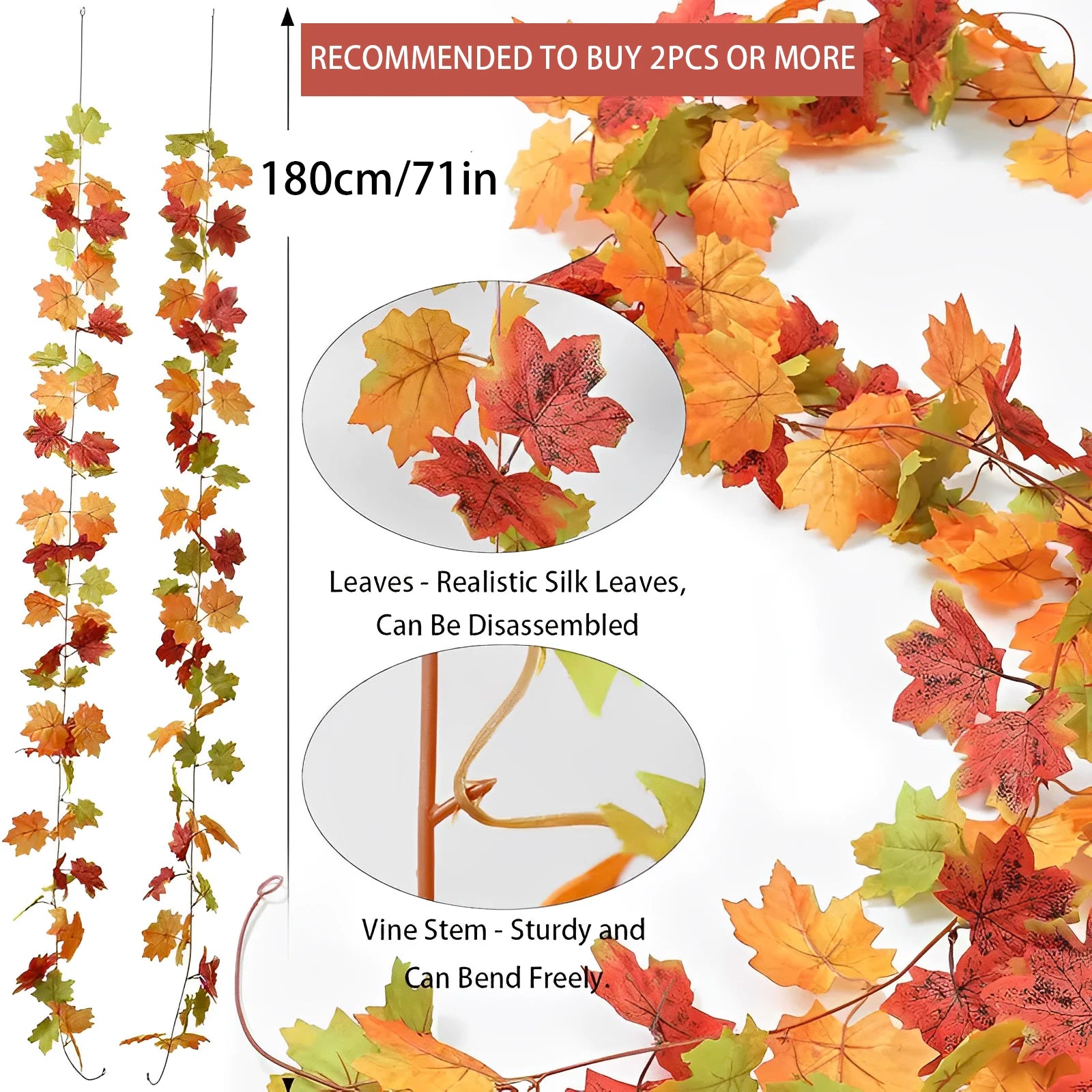 Artificial Autumn Maple Leaf Wreath Fake Plant Decoration