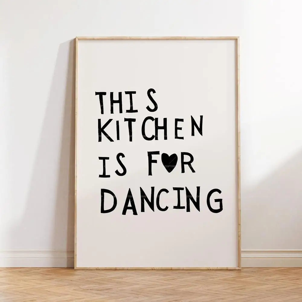 Minimalist Heart Black Chef Motivational Quotes  Wall Art Canvas