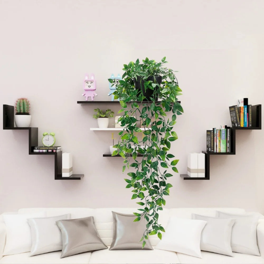 Artificial Plant Wall Hanging Fake Plants Green Leaf Flower Decor