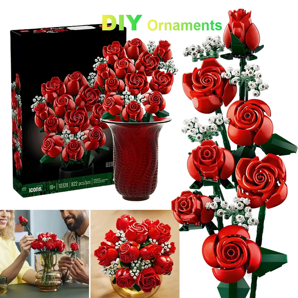Rose Bouquet Building Blocks Set.